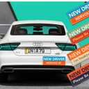 LogFaadCoi 4-Pack 'New Driver' Reflective Magnetic Signs - Removable Safety Warning Bumper Stickers for Cars, Large Size, Durable for Novice & Student Drivers (American Vintage)