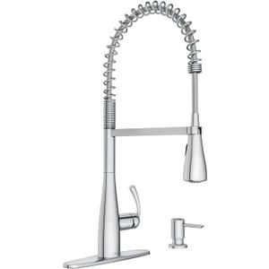 Moen Essie Chrome One-Handle High Arc Pre-Rinse Spring Pulldown Kitchen Faucet with Power Clean, 87814