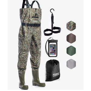 Foxelli Chest Waders – Waterproof 2-ply Nylon/PVC Camo Hunting Fishing Waders for Men and Women with Boots Size 10
