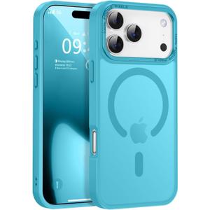 Newfuture Magnetic for iPhone 17 Pro Case [Compatible with Magsafe] [Military Grade Drop Protection] Translucent Matte Anti-Scratch Shockproof Protective Phone Cover 6.3 Inch, Lake Blue