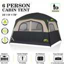 Happy Travel Tent 6 Person Tents for Camping, Waterproof Easy Setup Camping Tent with Rainfly, Portable Large Family Cabin Tent with 5 Large Mesh Windows and Carry Bag for Outdoor Camping & Hiking