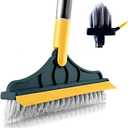2 in 1 Cleaning Scrub Brush Grout Brush Scrape Floor Scrub Brush with Long Handle V-Shape Stiff Bristle Brush Scrubber with Squeegee 120°Rotating Shower Scruber for Cleaning Bathroom Glass Wall