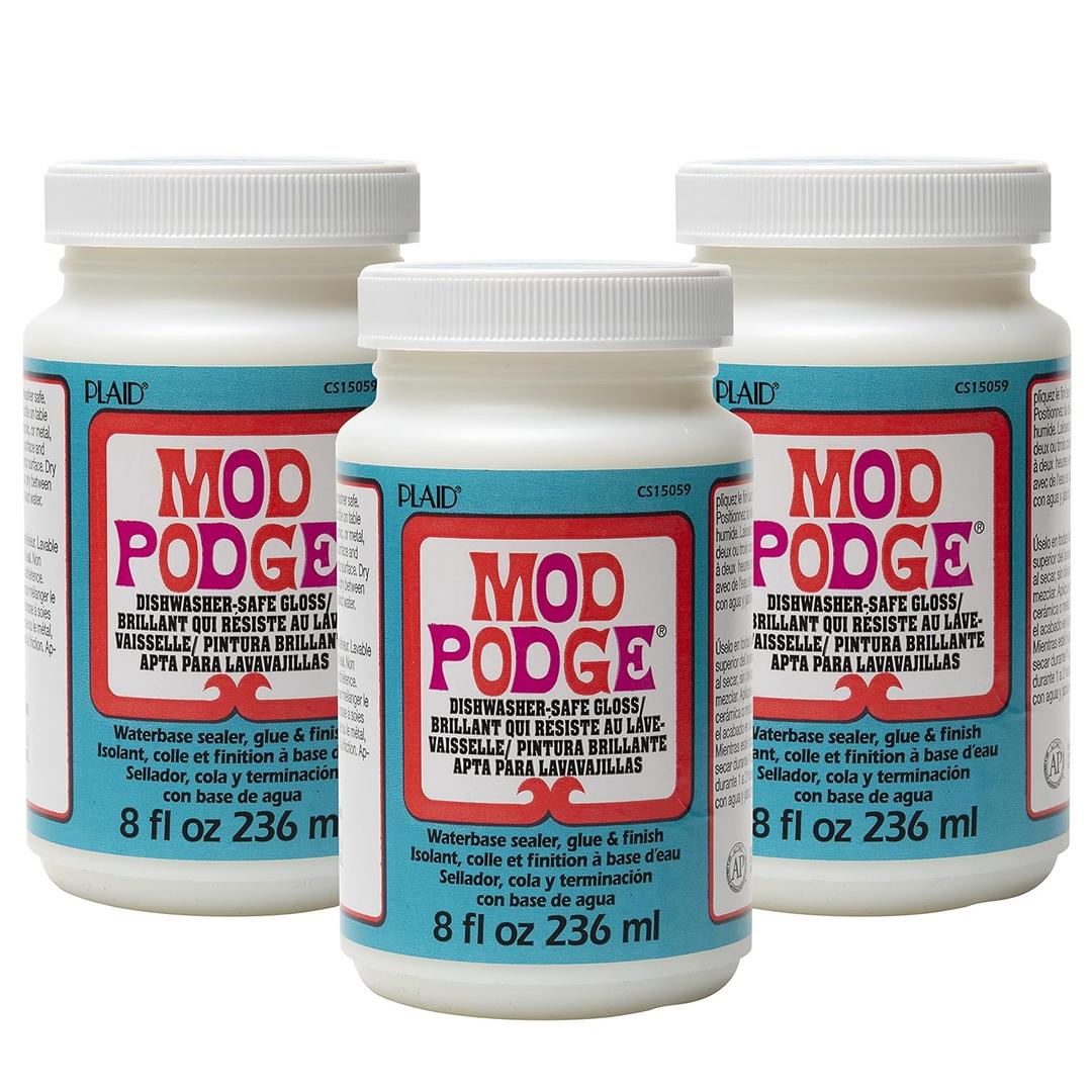 Mod Podge Dishwasher Safe Waterbased Sealer, Decoupage Glue with Gloss Finish, 8 fl oz (Pack of 3), Clear (CS15059A)