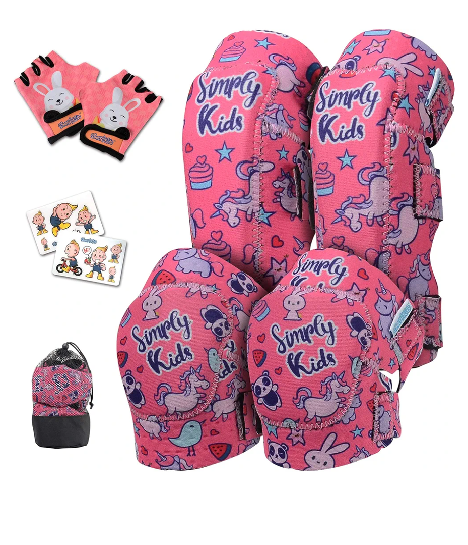 Soft-Style Kids Knee and Elbow Pads with Bike Gloves, Flexible Impact-Resistant Gear for Ages 2-11, Designed for Balance Bikes, Roller-Skating, and Skateboarding Small