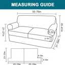 Turquoize 3 Piece T Cushion Loveseat Slipcovers Sofa Cover for 2 Cushion Couch Cover Washable Sofa Slipcover Furniture Covers with 2 Individual T Cushion Seat Covers (2 Cushion Loveseat, Ivory)