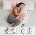 Pink Striped Christmas 20x54 Body Pillow Cover with Zipper,Merry Christmas Decor,Coquette Preppy Pink Bow Xmas Striped Decorative Long Hug Pillow Cases for Bed Couch