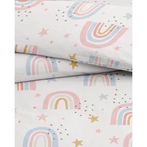 Kids Duvet Cover Set Queen Size - 3 Piece Rainbow Microfiber Duvet Cover Set & 2 Pillow Shams w/ Zipper Closure & Ties - Easy-Care & Fade Free -Soft & Cozy Bedding Set for Kids, Boys, Girls & Teens
