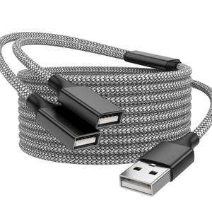 USB Splitter, 3.3FT A Male to 2 Female Extension Cable, USB Splitter 1 in 2 Out Support Charging and Data Transfer for Printer/Keyboard/Flash Drive/PlayStation/Laptop/LED Etc(Black)