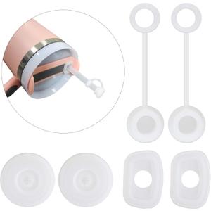 Spill-Proof Silicone Accessory Set for Stanley Cups - Includes Round and Square Leak Stoppers - Anti-Dust Tumbler Accessories