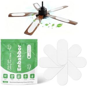 Enbabbor 15 Pack Ceiling Fan Filter Pads, Activated Carbon Fiber Cotton for Cleaner Air, Universal Stick-On Filters, Dust & Odor Reduction, Fits All Ceiling Fans(White)
