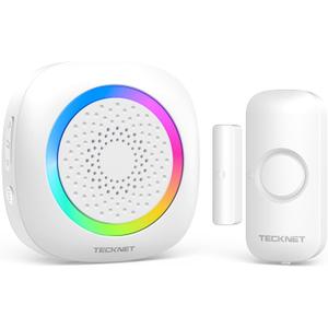TECKNET Door Chimes When Door Opens, Wireless Door Sensor Chime Alarm with 1000Ft Range, 61 Songs, 5 Volume Levels, RGB Light, Door Chime for Business/Store/Home/Office When Entering