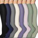 8 Pairs Compression Socks for Women & Men,Support Compression Stockings for Medical Running Athletic (Small-Medium, 024 - Black/Blue/Gray/Purple/Green)