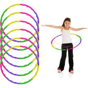 ArtCreativity Hula Hoop for Kids (Pack of 6), Adjustable Size Hoola Hoop Toy for Exercise, 8 Section Detachable Hoola Hoops, Playground Toys for Outdoor Fun, Birthday Party Favors for Boys and Girls