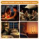 Portable Table Lamp for Outdoor Indoor: Cordless Rechargeable Desk Lamp with 3 Color Stepless Dimmable - Metal Battery Operated Lantern Light for Bedroom/Bar/Coffee Shop/Camping (Gold (2 Pack))