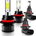 Compatible for 1997 1998 1999 2000 2001 2002 2003 Ford F150 F250 F350 F450 Light Bulbs, 9007 HB5 High Low Beam 9006/9145 Fog Lights, 6500K Light Combo Kit, Plug n Play, 4-Pack