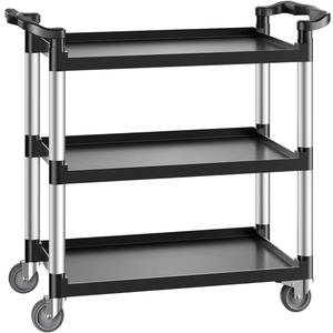 VEVOR Utility Cart, 330 lbs Load Capacity, 3-Tier Utility Plastic Cart with 360 Swivel Wheels (2 with Brakes), 31.1 x 19.3-inch Food Service Cart for Warehouse, Office, Home, Restaurant, Kitchen