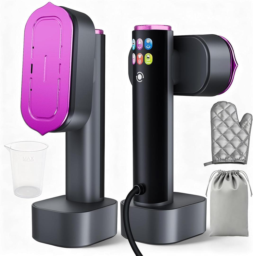 Steamer for Clothes, 2 in 1 Clothes Steamer Handheld, Travel Iron, 6-Level 1200W Steam Iron with LED Display, 15s Heat Up, Detachable Water Tank, Suitable Home and Travel, 120V