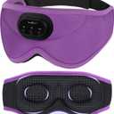 MUSICOZY 3D Bluetooth Sleep Mask with Headphones and Timer, Wireless Sleep Headphones for Side Sleepers, Eye Mask with Bluetooth Headphone, Unique Gifts for Men Women, Purple