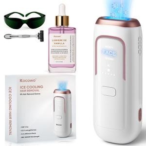 Laser Hair Removal for Women with 5 Ice Cooling, Painless IPL Laser Hair Removal Device, 3 Modes & 5 Strengths Tailored for Every Body Part, at Home Laser Hair Removal for Women Men on Face Body (White)