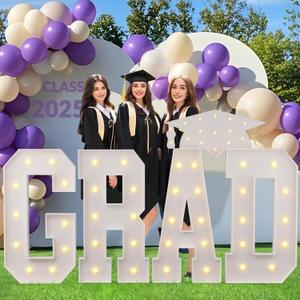 Graduation Decorations 2026, GRAD Marquee Letters 4 Feet Tall, Graduations Marquee Letter, GRAD Light Up Letter for 2026 Graduation Party Decorations