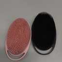Soft Silicone Body Scrubber 2 PCS Silicone Body Shower, Silicone Loofah 2 in 1 Bath and Shampoo Brush, Body Scrubber Shower Cleaning Exfoliating Use for Sensitive Skin, Lather Well(Black and Pink)