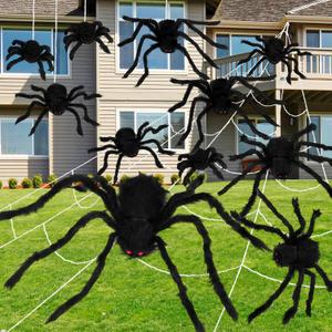 Sosation 12 Pcs Halloween Decorations Outdoor 4 ft Large Realistic Scary Fake Giant Spiders + 200" Big Spider Web Decoration Props for Halloween Outdoor Indoor Yard Lawn Garden Patio Party Decor