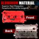 MITZONE Left Driver Side Aluminum Valve Cover Kit Compatible with Nissan 370Z Infiniti G37 M37 QX50 Q70 Q60 Q50 Q440 FX37 QX70 3.7L 2008-2020 Red