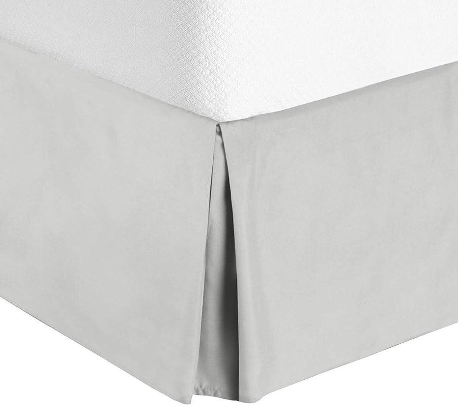 Split Corner Bed Skirt 18 Inch Drop Twin Size 100% Egyptian Cotton Wrinkle and Fade Resistant Twin Size, Silver Grey Solid