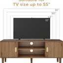 Smuxee Walnut TV Stand with Line Groove Design, 47.2" Mid Century Modern TV Media Console for TVs up to 55", TV Cabinet with Adjustable Shelf & 2 Cabinets for Living Room