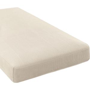 H.VERSAILTEX Super Stretch Individual Chaise Cover Sectional Couch Covers for L Shaped Sofa Both Left/Right Featuring Thick Jacquard Textured Twill Fabric (1 Piece Chaise Cover Large, Natural)