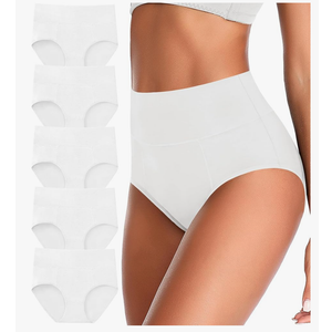 ASIMOON Tummy Control High Waisted Underwear for Women Cotton Plus Size Full Coverage Panties Ladies Briefs, Size Medium