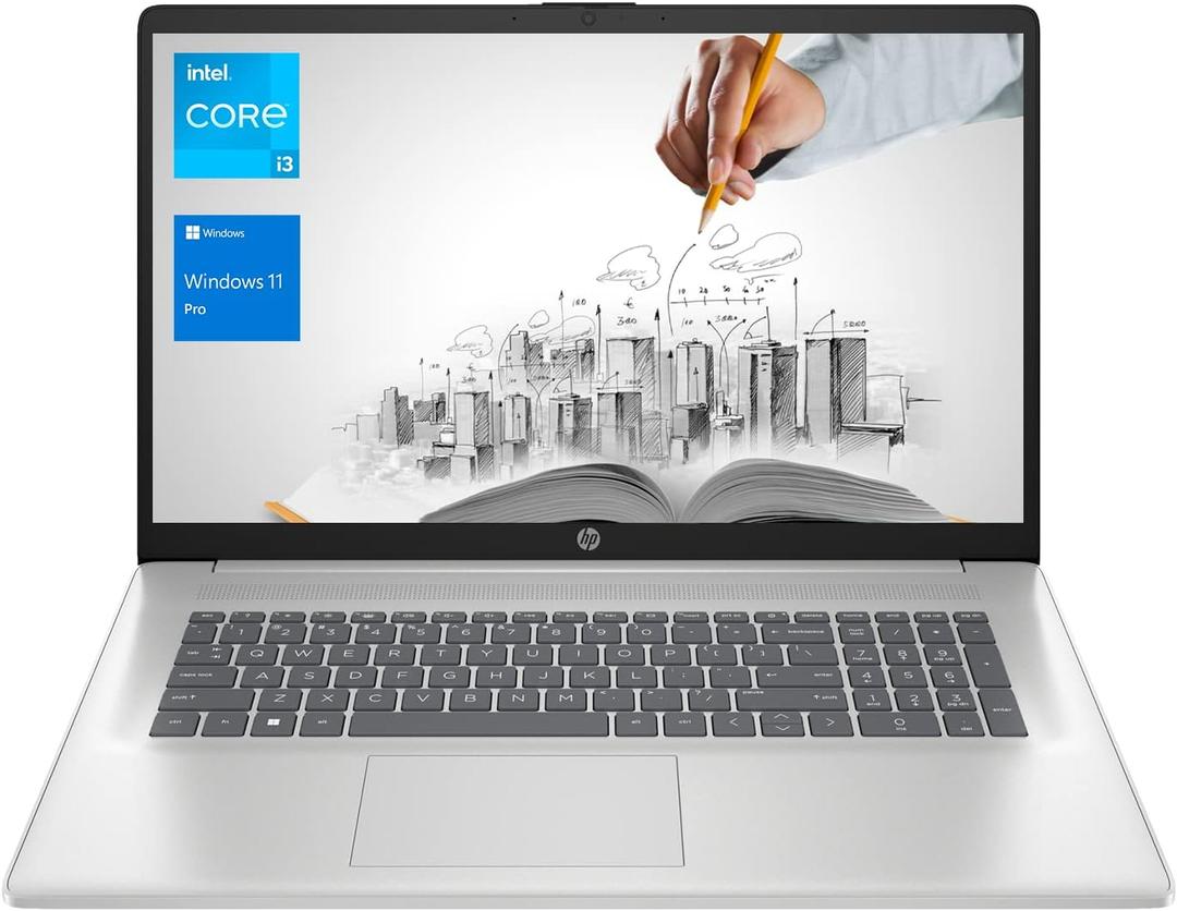 HP 17 Business Laptop, 17.3 HD+ Screen, Intel Core i3-1125G4 Processor, 32GB RAM, 2TB SSD, Webcam, Wi-Fi, HDMI, Windows 11 Pro, Silver