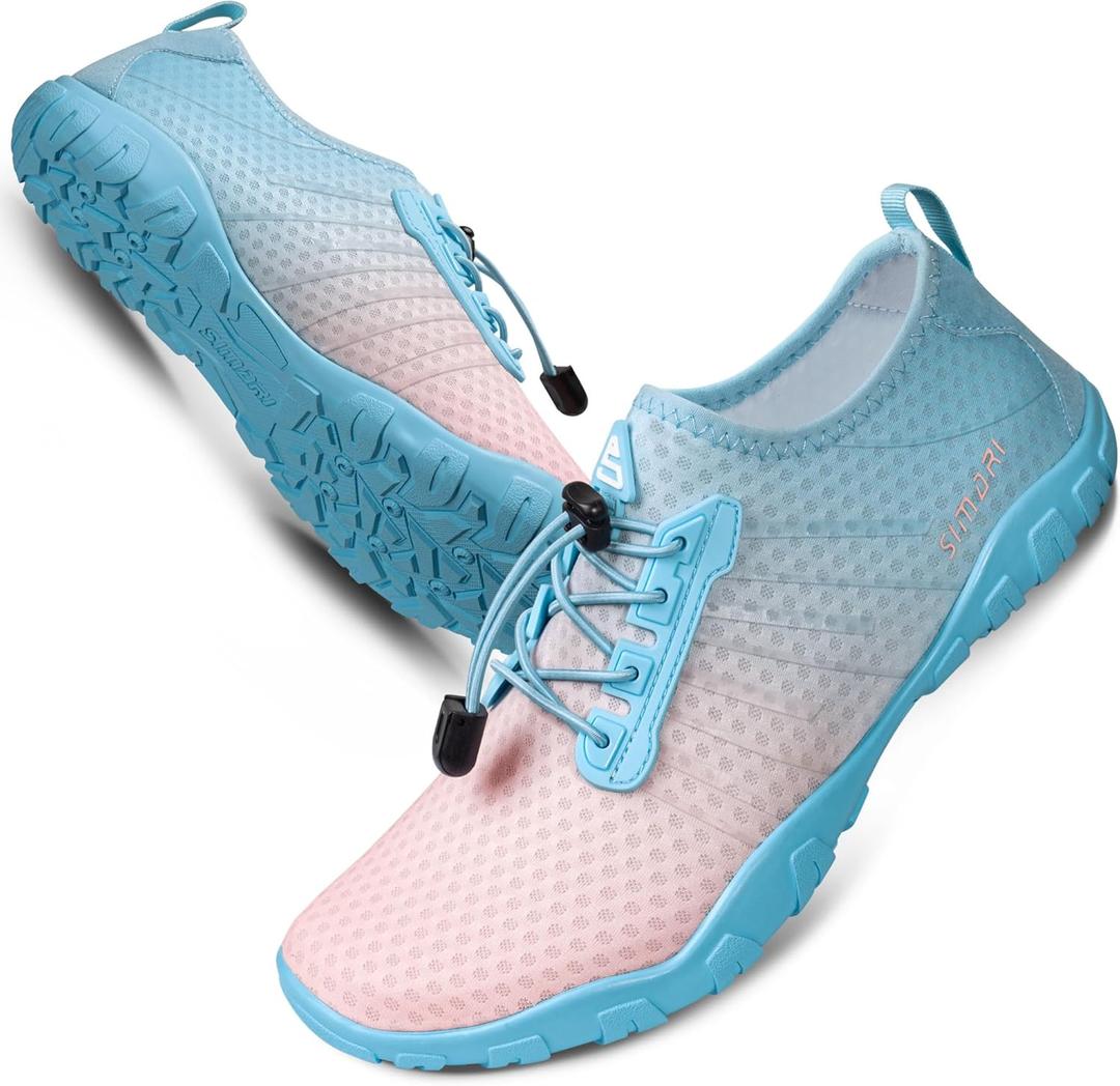 SIMARI Water Shoes for Women Men - Barefoot Quick-Dry Aqua Socks | Lightweight Swim Shoes for Surfing, Swimming, Beach Sports, Kayaking, Diving | Non-Slip Design (1i-gradient Blue, 9 Women/7 Men)