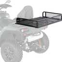 ECOTRIC Rear Cargo Basket Universal ATV UTV Storage Rack Rear Goods Mesh Rack Black Steel