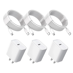 10FT iPhone Fast Charger,3Pack Extra Long[Apple MFi Certified]iPhone Charger Fast Charging Quick 10Foot USB C to Lightning Cable Cord Adapter Block for iPhone 14 Pro Max/14 Plus/13/12Mini/11/XS/X/iPad, No 1 Block