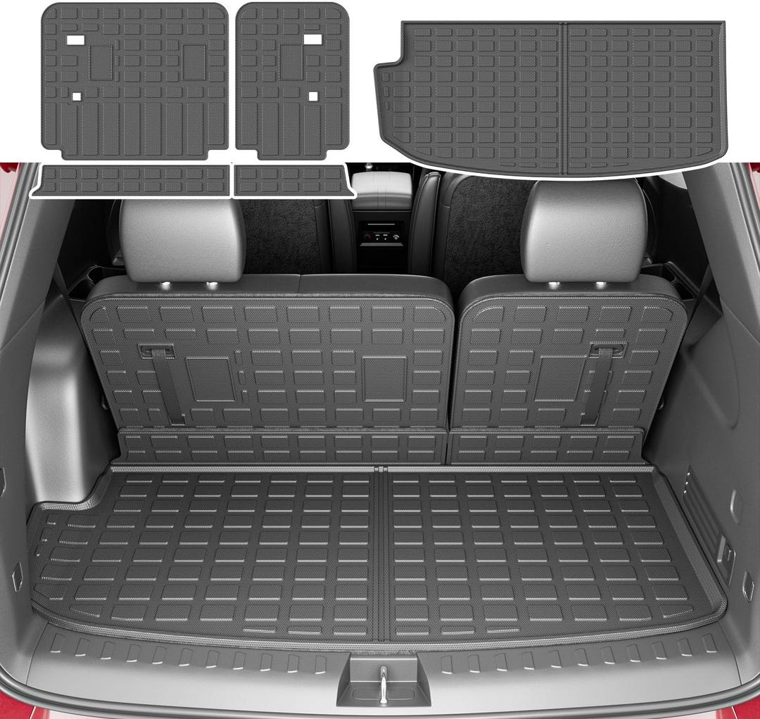 7&8 Seats Cargo Mat Compatible with 2018-2024 Chevy Traverse Cargo Liner Trunk Backrest Liner Trunk Mat Replacement for 2018-2024 Chevy Traverse Accessories