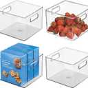 iDesign Clear Plastic Storage Bins for Kitchen - Pantry and Fridge Storage for Cabinets and Shelves, 4-Pack