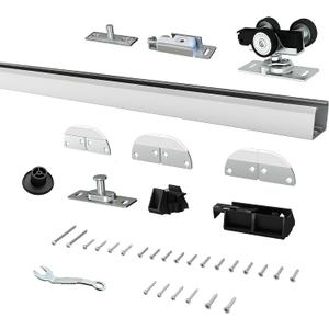 24" Bifold Door Hardware Kit for 2 Doors,Aluminum Sliding Barn Door Hardware Top Mounted for Bathroom, Bedroom, Storeroom, Living Room