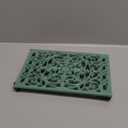 Sumnacon 9.6 x 6.3 Inch Cast Iron Trivet, 2 Pack Metal Trivets with Rubber Feets,Iron Trivet for Hot Dish Pot Pan Plate Teapot,Heat Resistant Trivets Cast Iron for Kitchen Cooktop Dining Table, Green