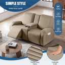 TAOCOCO Recliner Loveseat Cover with Middle Console 4 Pieces Recliner Sofa Cover Polyester Fabric Stretch Loveseat Reclining Sofa Covers (Taupe, 2 Seat Recliner Cover with Console)