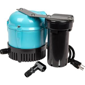 Little Giant 1-ABS 115-volt, 1/150 HP, 205 GPH Automatic Shallow Pan Condensate Removal Pump for Ceiling Mounted Air Conditioners or Dehumidifiers, Black/Blue, 550521