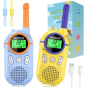 MOICO Toys for 3-12 Year Old Boys Girls, Rechargeable Long Range Walkie Talkies for Kids with 22 Channels, 3 4 5 6 7 8 Year Old Kids Gift, Perfect for Outdoor Camping, Hiking, Christmas and Birthday