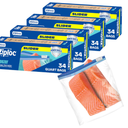 Ziploc Quart Food Storage Freezer Slider Bags, 136ct Total, Durable, 34 Count, 4 Pack
