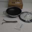 Wok pan,Hybrid 12 inch Wok with Lid, PFOA Free Cookware,non stick Stainless Steel Woks & Stir-fry pans Nonstick, Dishwasher and Oven Safe, Works on Induction