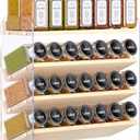 MUDEELA Clear Spice Rack Organizer for Cabinet, 4 Tiered Vertical Spice Shelf, Wooden Seasoning Organizer for Countertop, Kitchen, Pantry, Freestanding, 13.3" W 11.2" H (No Jars Included)