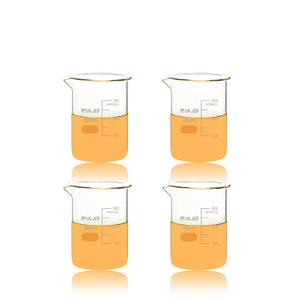 ULAB Scientific Glass Beakers, Vol. 300ml, 3.3 Borosilicate Griffin Low Form with Printed Graduation, Pack of 4, UBG1034