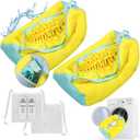 2 Pcs Shoe Washing Machine Bags, XXL Laundry Shoe Bags for Washer and Dryer, Sturdy Zipper with Hook Design, 2 Sneaker Dry Bags Included, Reusable Shoe Washing Bag for Sneaker, Tennis, Yellow 2 Packs