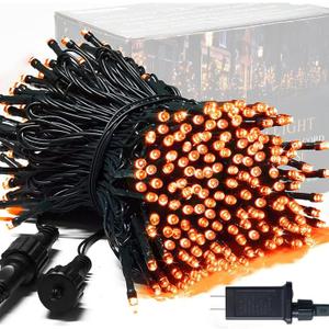 JMEXSUSS 250 LED Orange Lights for Halloween, 91.5ft Halloween Lights Indoor Outdoor Waterproof with 8 Modes, Connectable Orange String Lights for Yard Patio Party Holiday Decorations