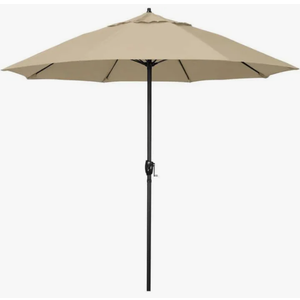 California Umbrella 7.5' Round Sunbrella Aluminum Outdoor Deck, Pool or Patio Umbrella, Crank Lift, Auto Tilt, Bronze Pole, Antique Beige