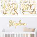 Boao Personalized Name Wall Decal Large Cursive Letter Stickers Alphabet Custom Name Stickers Nursery Wall Decal for Bedside Bedroom Classroom Home DIY Crafts (Vintage,Gold,Regular)
